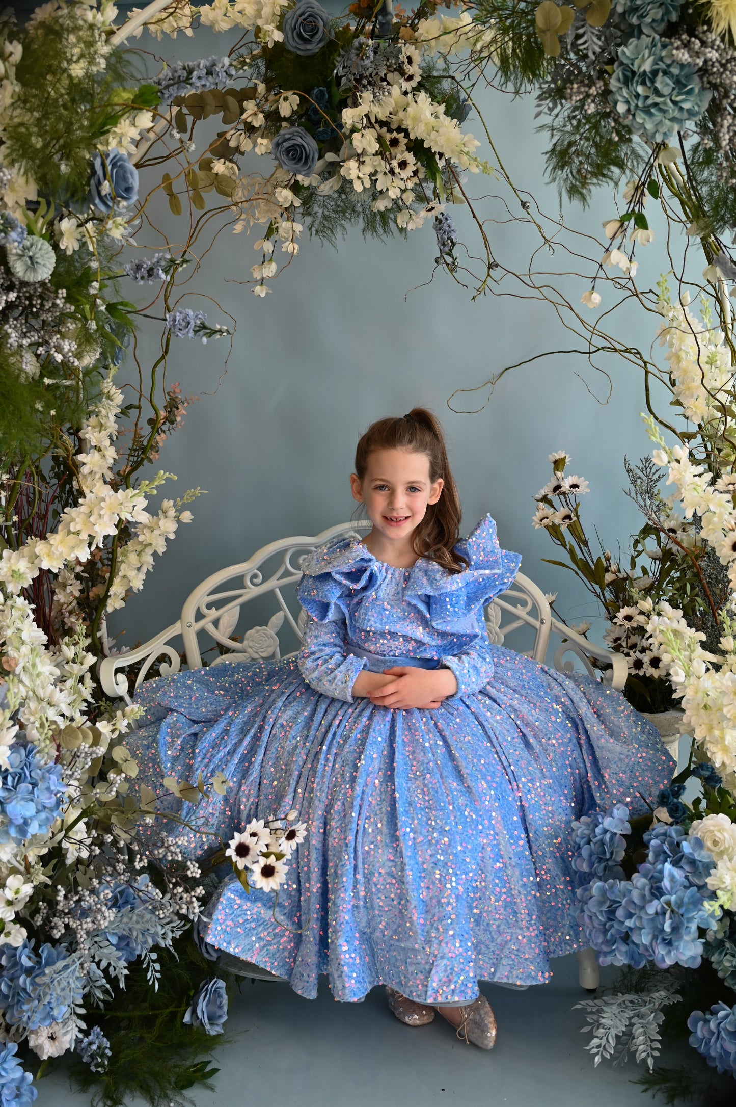 Baby blue sparkle ball gown