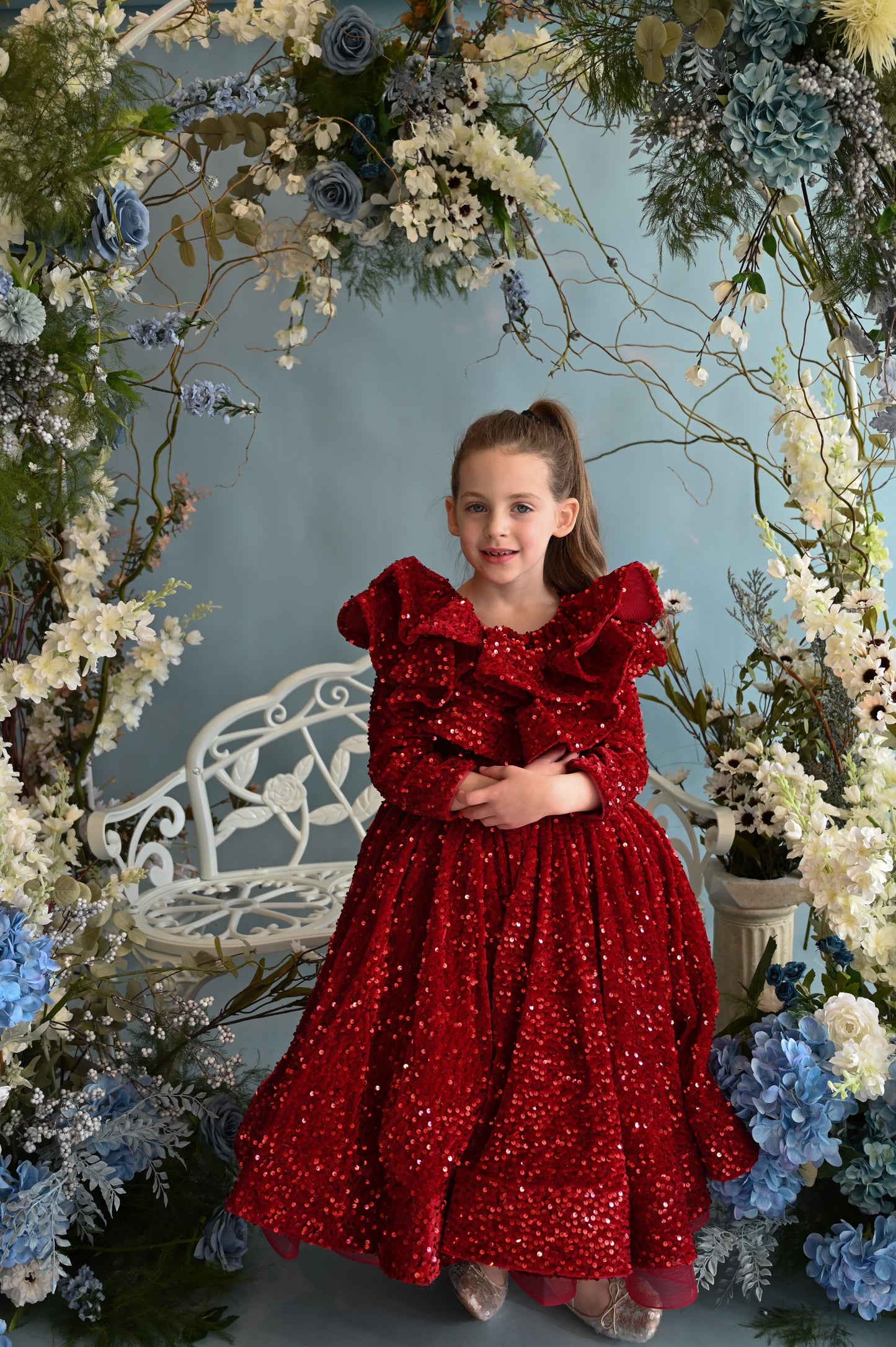 Red sparkle ball gown