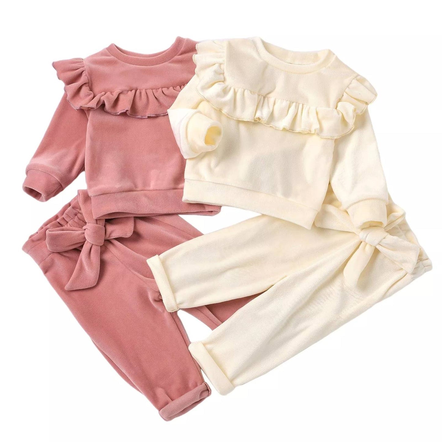 VELOUR TWO-PIECE SET IN MILK