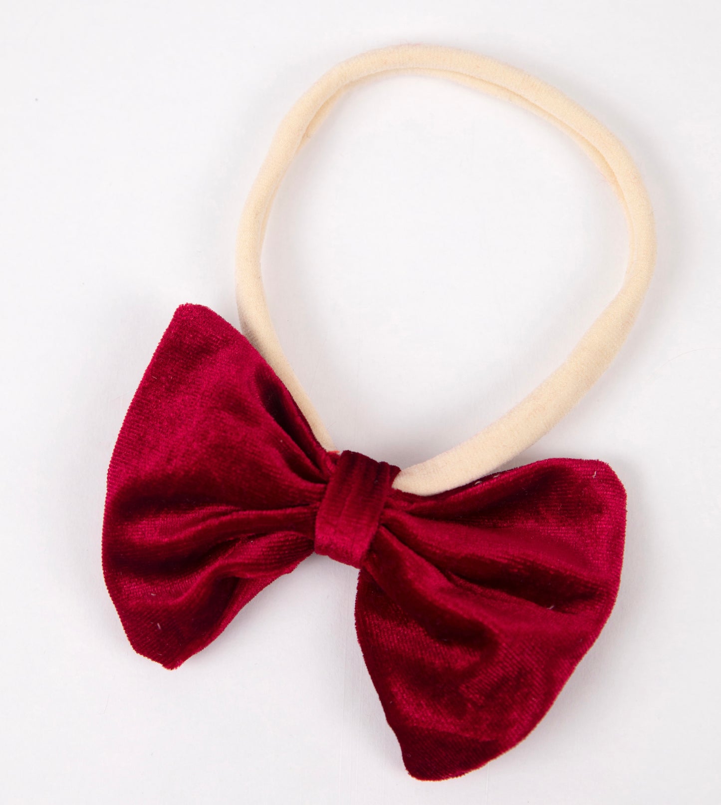 BURGUNDY VELVET BOW HEADBAND
