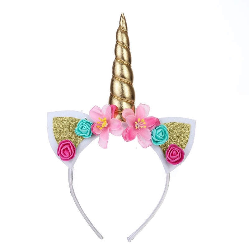 Unicorn floral headband - gold