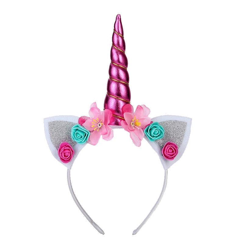 Unicorn floral headband - pink