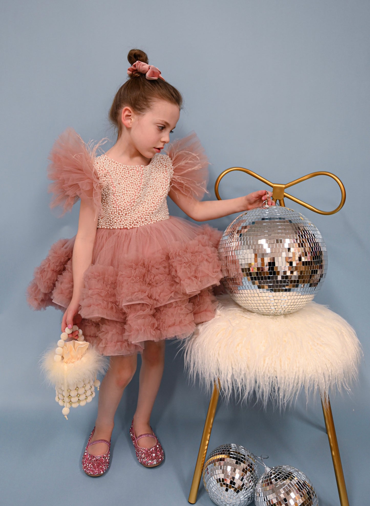 Whimsical dusty rose ball gown
