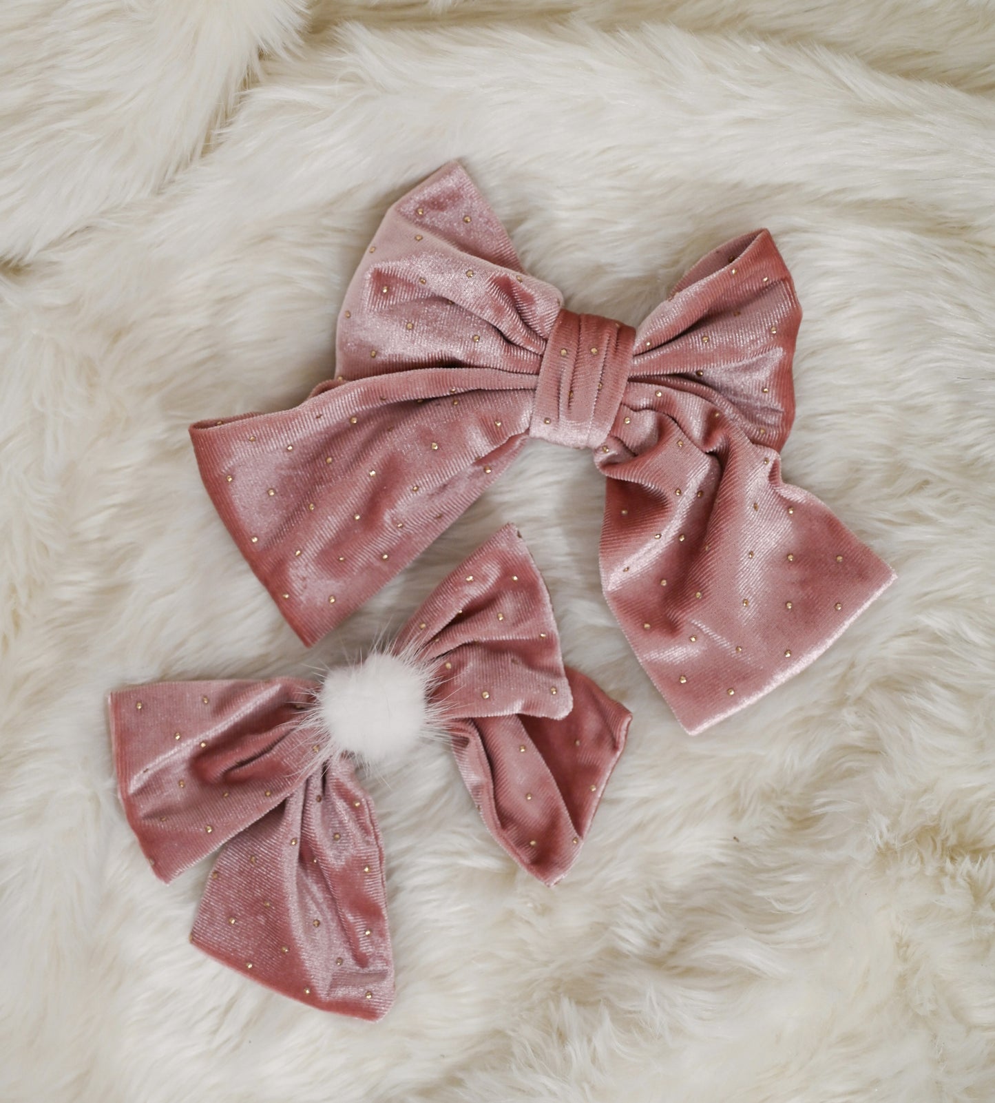 Dusty rose velvet bow set of 2