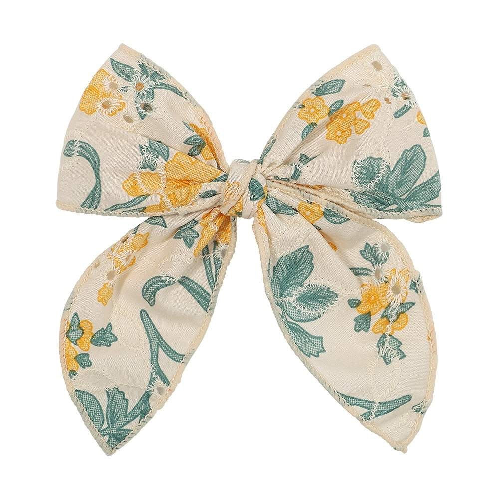 Colorful floral linen bow
