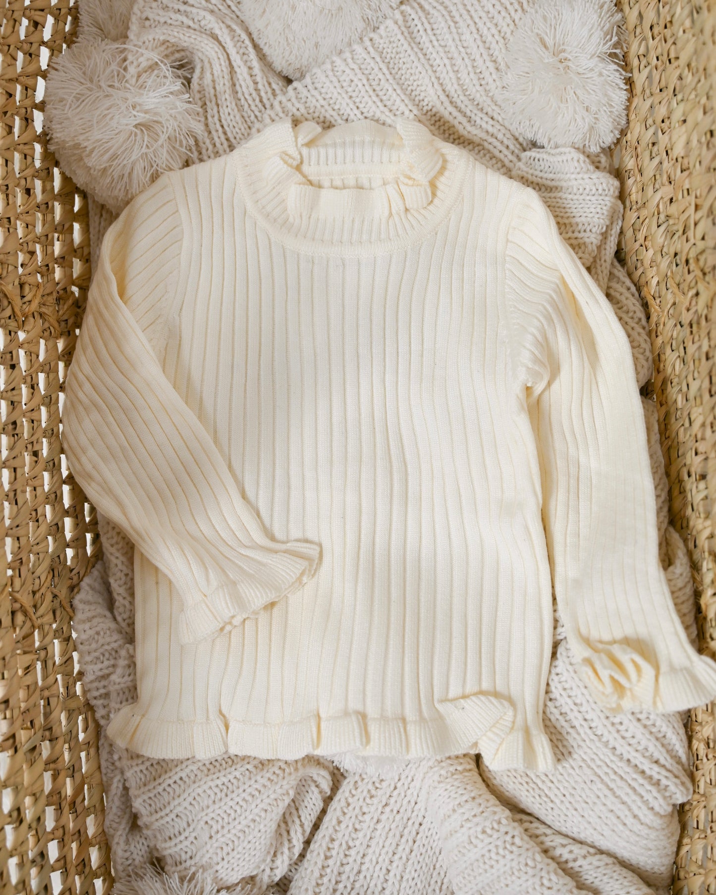 Ribbed turtleneck - cream