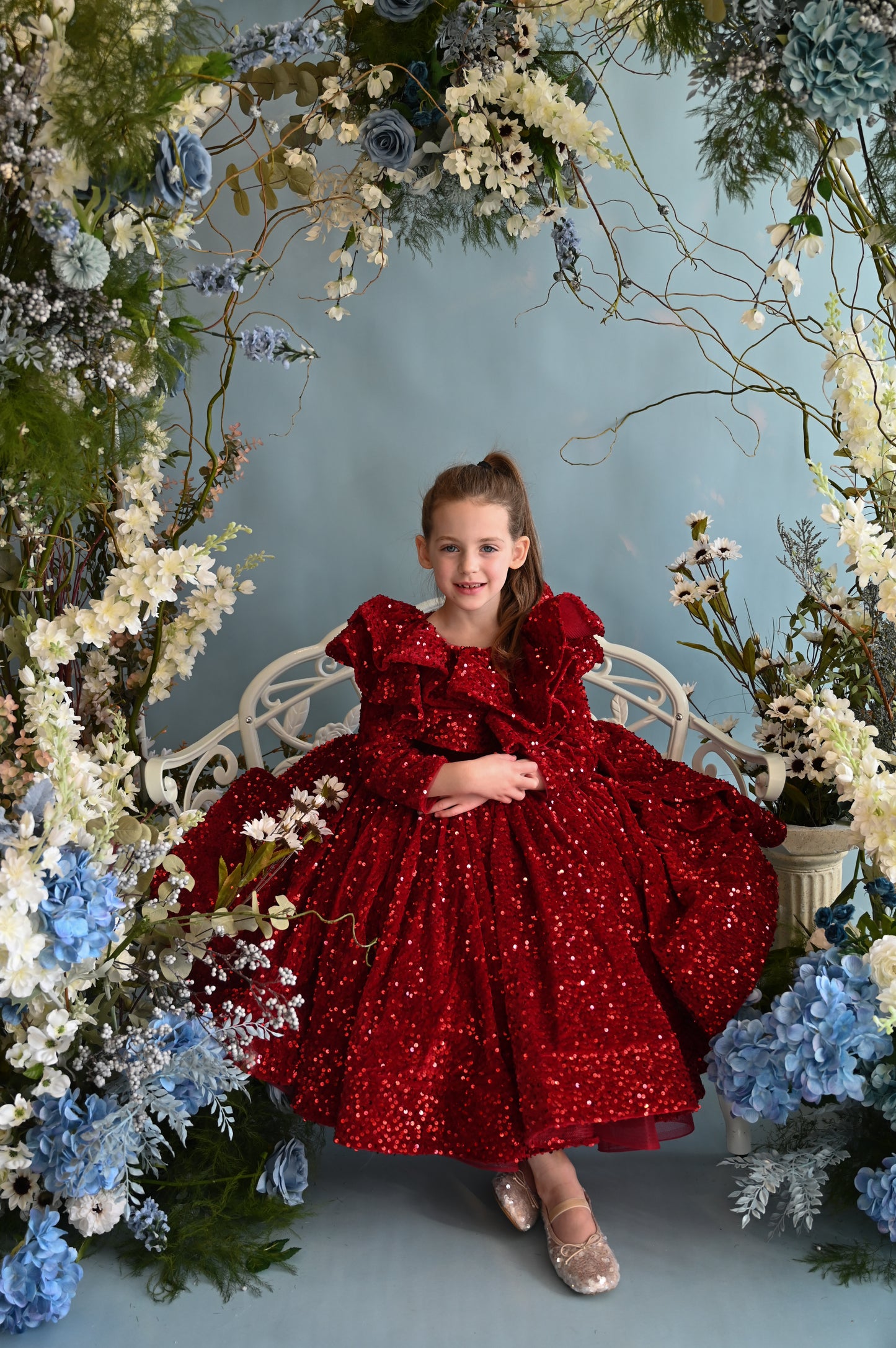 Red sparkle ball gown