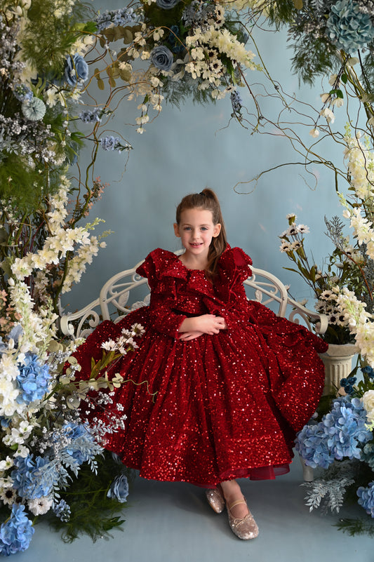 Red sparkle ball gown