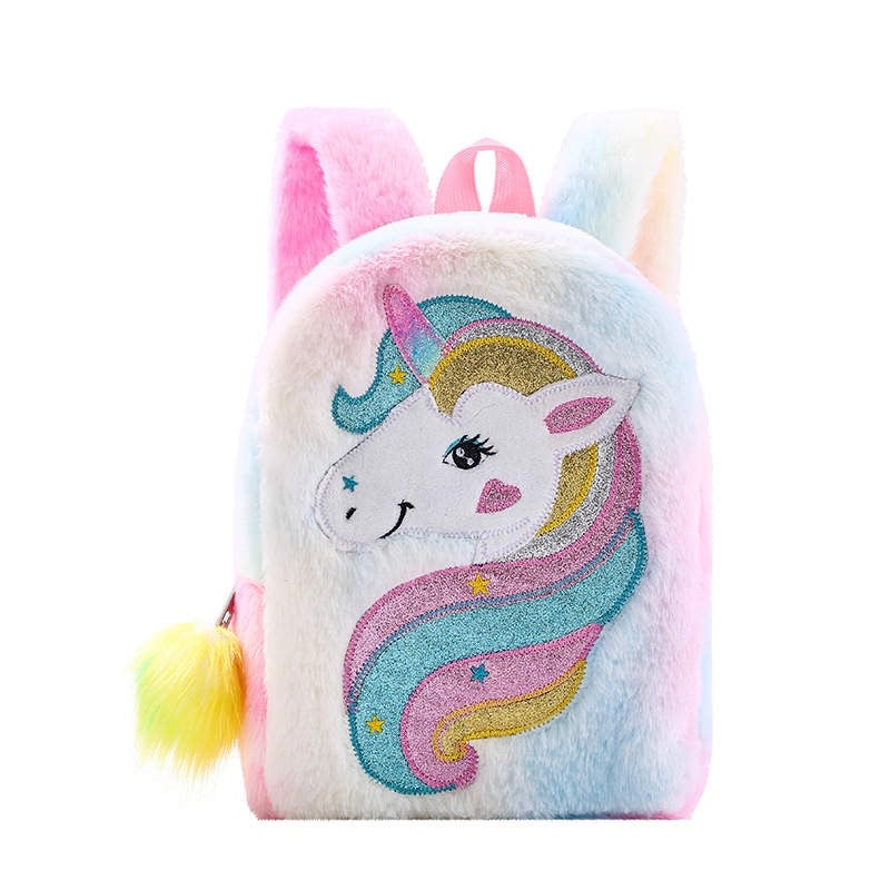 Pastel unicorn plush backpack