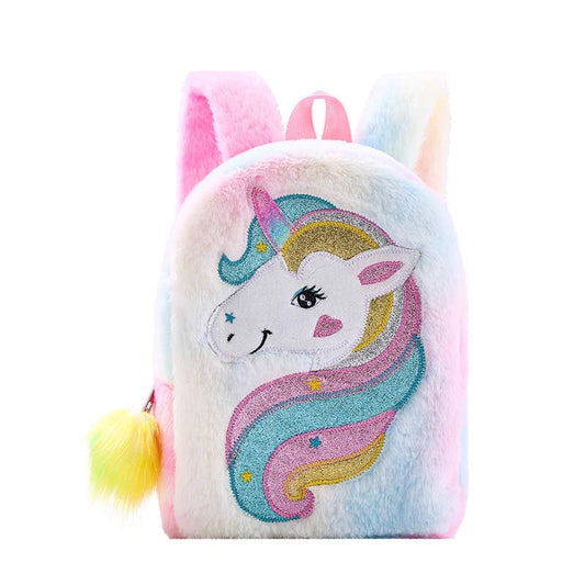 Pastel unicorn plush backpack