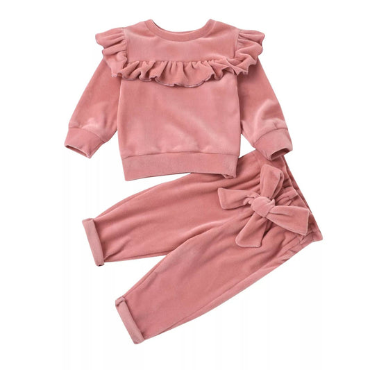 VELOUR TWO-PIECE SET IN ROSE