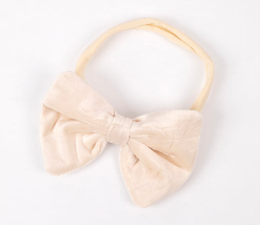 IVORY VELVET BOW HEADBAND