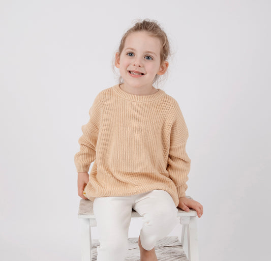 OVERSIZED KNIT SWEATER IN BEIGE
