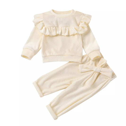 VELOUR TWO-PIECE SET IN MILK