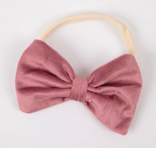 DUSTY ROSE VELVET BOW HEADBAND