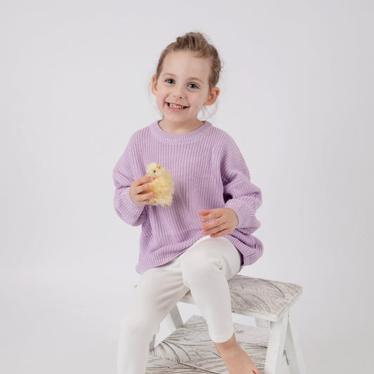 OVERSIZED KNIT SWEATER IN LAVENDER