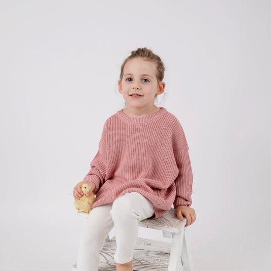 OVERSIZED KNIT SWEATER IN ROSE
