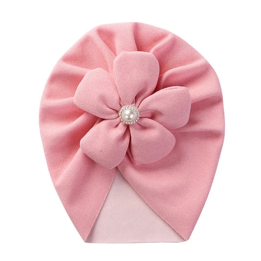 Pink flower baby turban