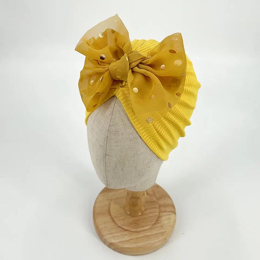 Lemon confetti bow baby turban