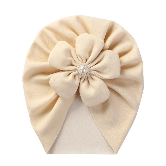 Cream flower baby turban