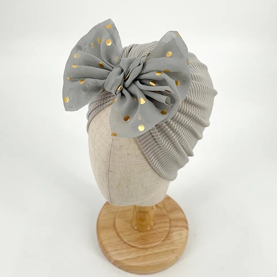 Grey confetti bow baby turban