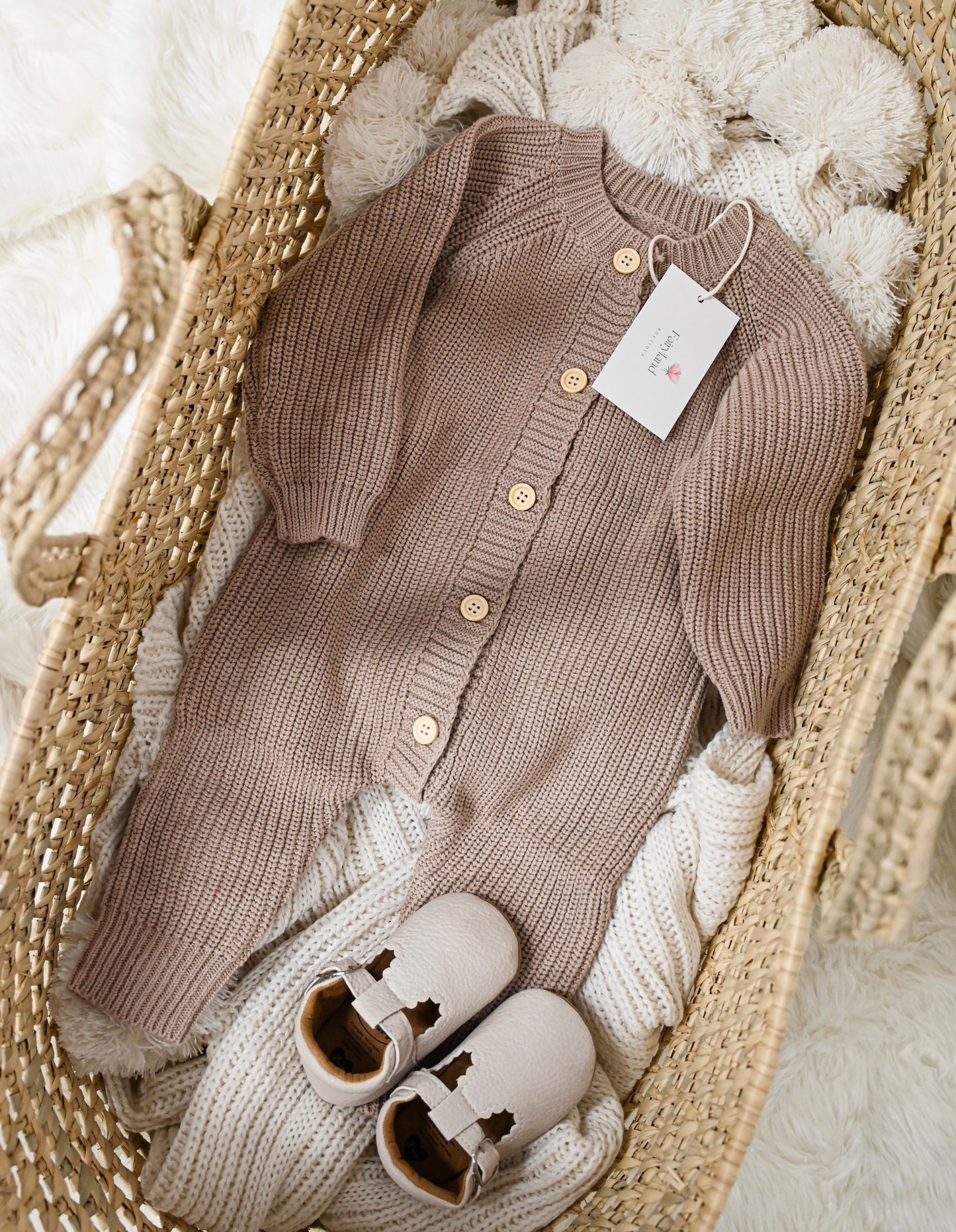Knit romper in brown