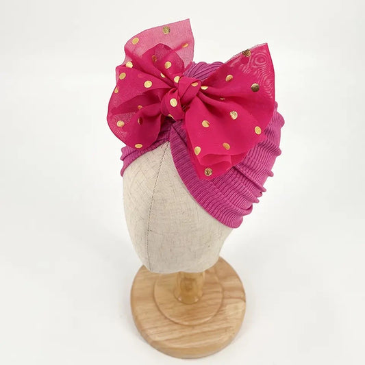 Hot pink confetti bow baby turban