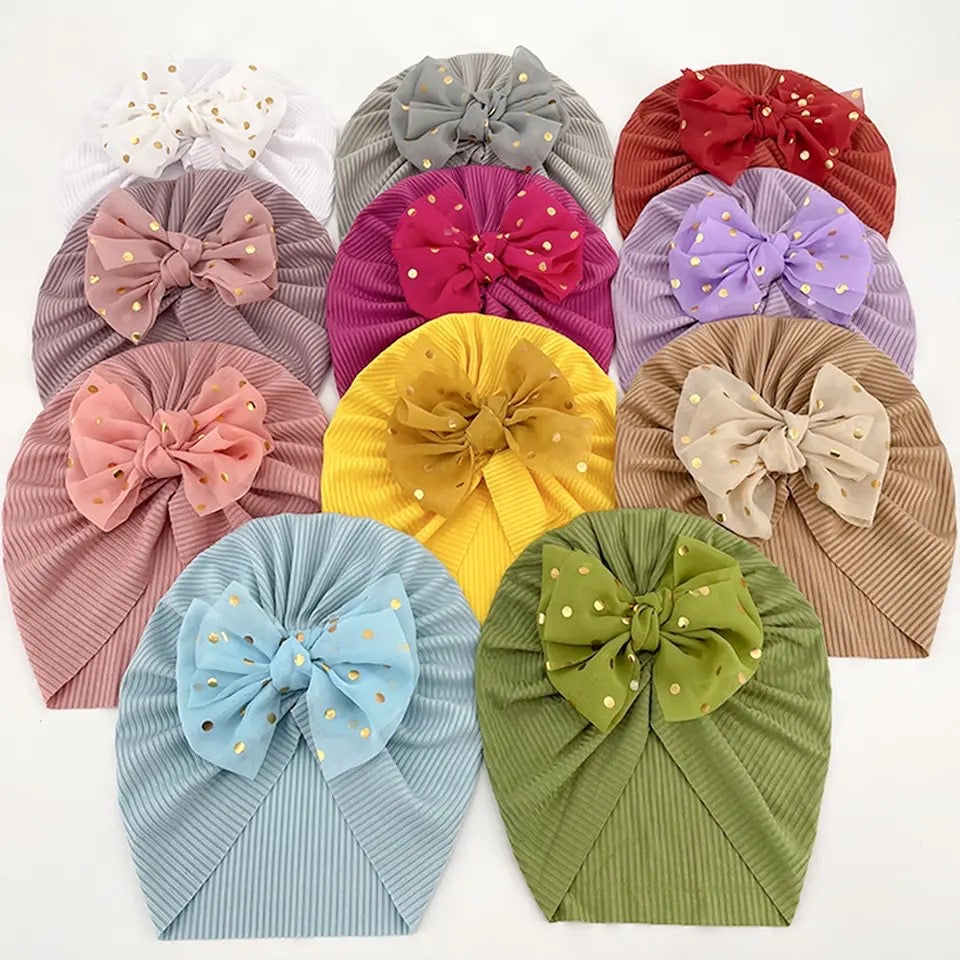 Cappuccino confetti bow baby turban
