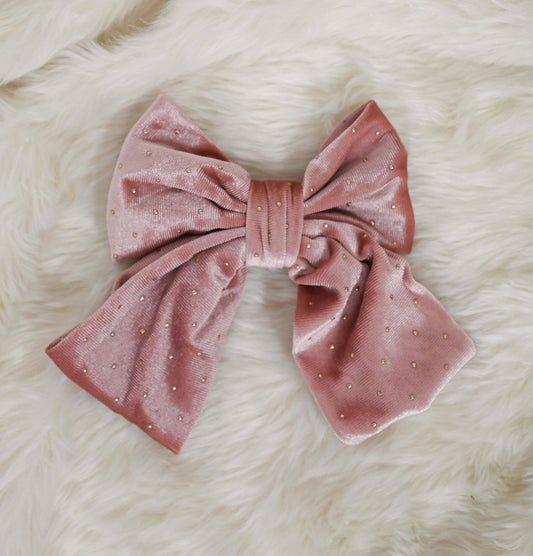 Oversized dusty rose velvet bow