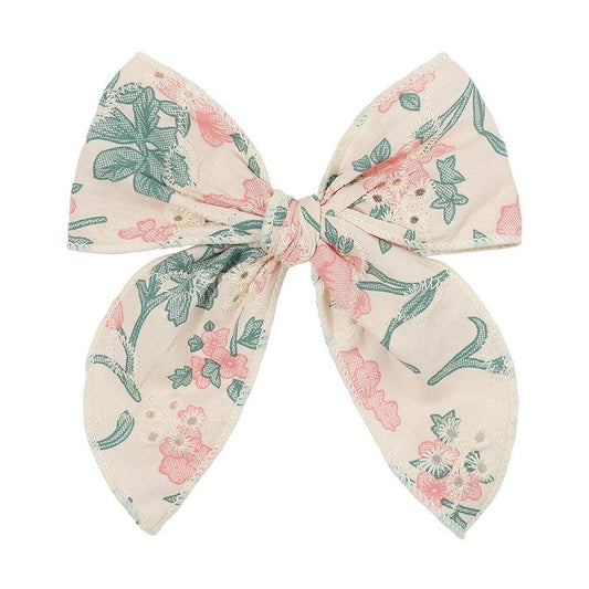 Colorful floral linen bow