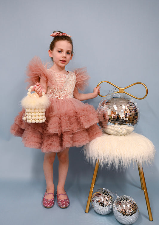 Whimsical dusty rose ball gown