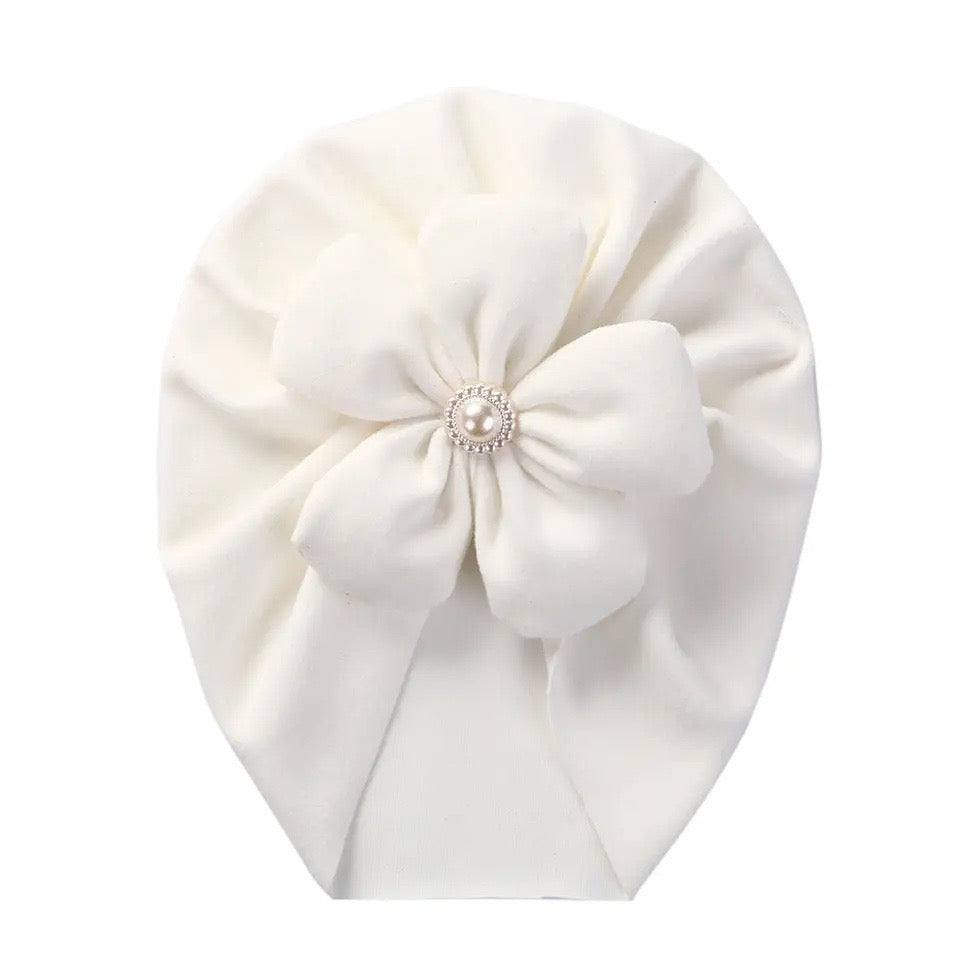 White flower baby turban