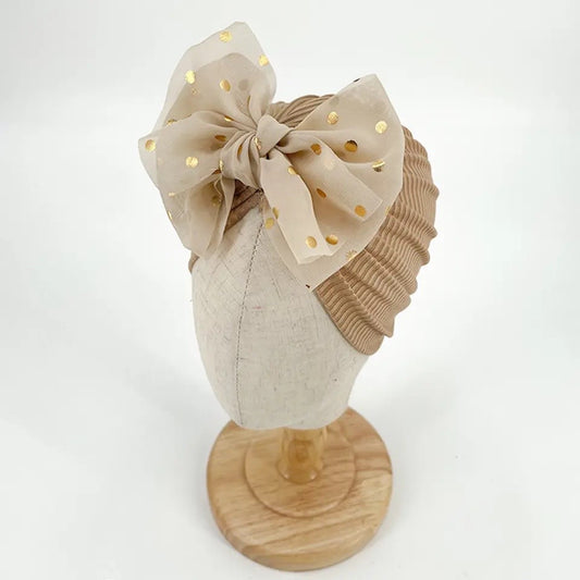 Cappuccino confetti bow baby turban